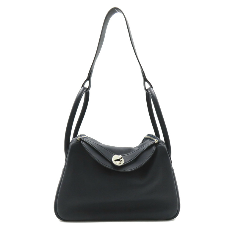 【日本直送】HERMES Lindy 26 Verso 手提包 Vaux Swift 皮革小牛皮海軍藍粉色藍色靛藍-0