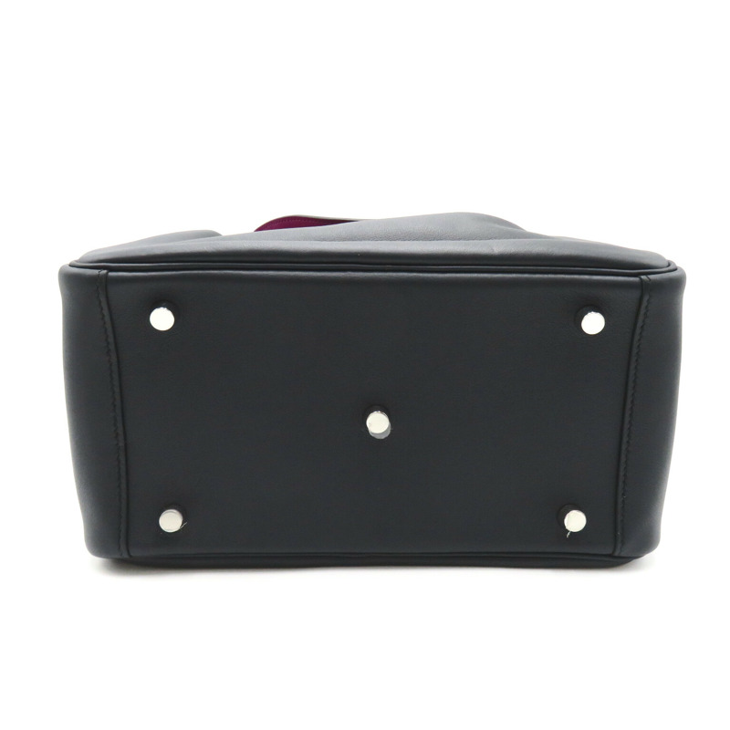 【日本直送】HERMES Lindy 26 Verso 手提包 Vaux Swift 皮革小牛皮海軍藍粉色藍色靛藍-4