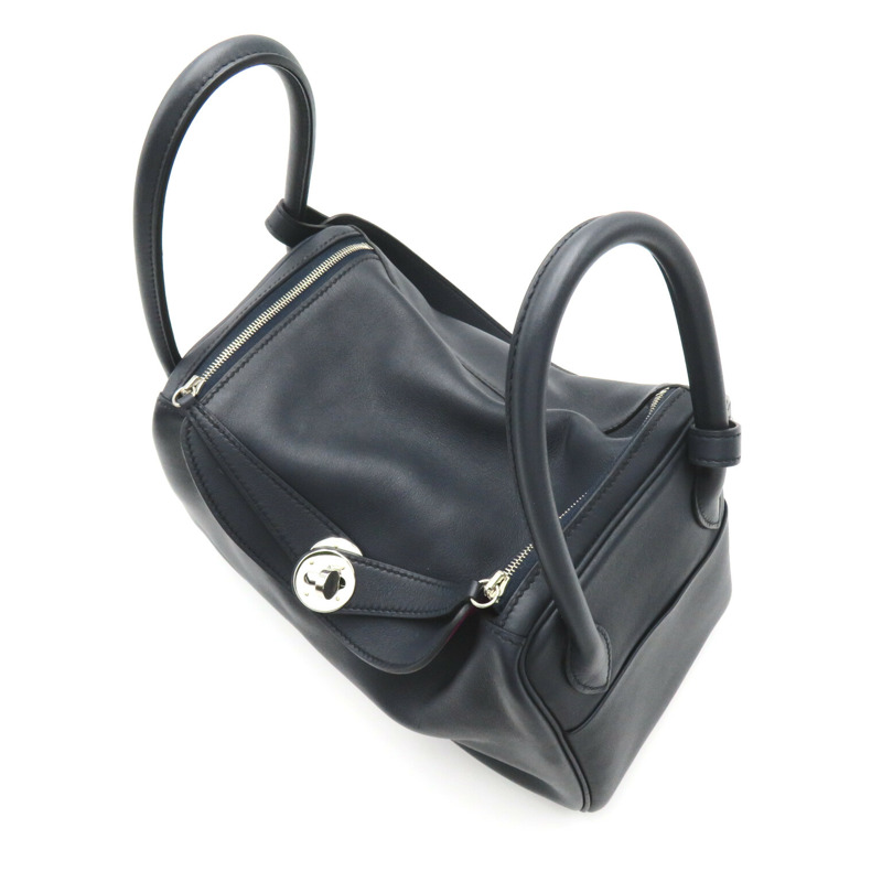 【日本直送】HERMES Lindy 26 Verso 手提包 Vaux Swift 皮革小牛皮海軍藍粉色藍色靛藍-11