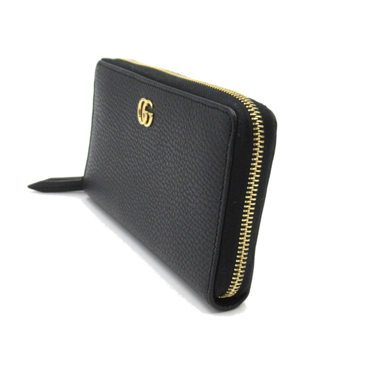 【日本直送】GUCCI GG Marmont 皮革全拉鍊皮夾長皮夾 456117 皮革 黑色 二手-2