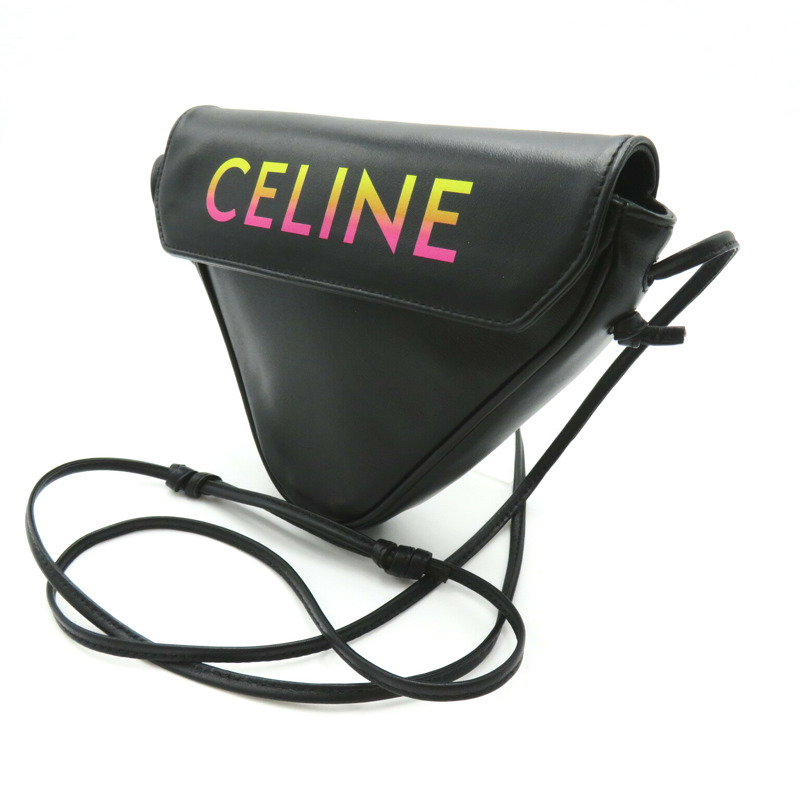 【日本直送】CELINE 標誌三角形單肩單肩包 小牛皮（牛皮）黑色二手女式-2