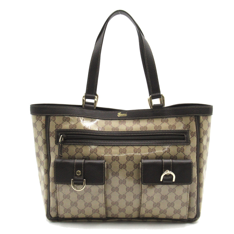 【日本直送】GUCCI GG 水晶手提包 268639 PVC 塗層帆布棕色二手女用 GHW-0