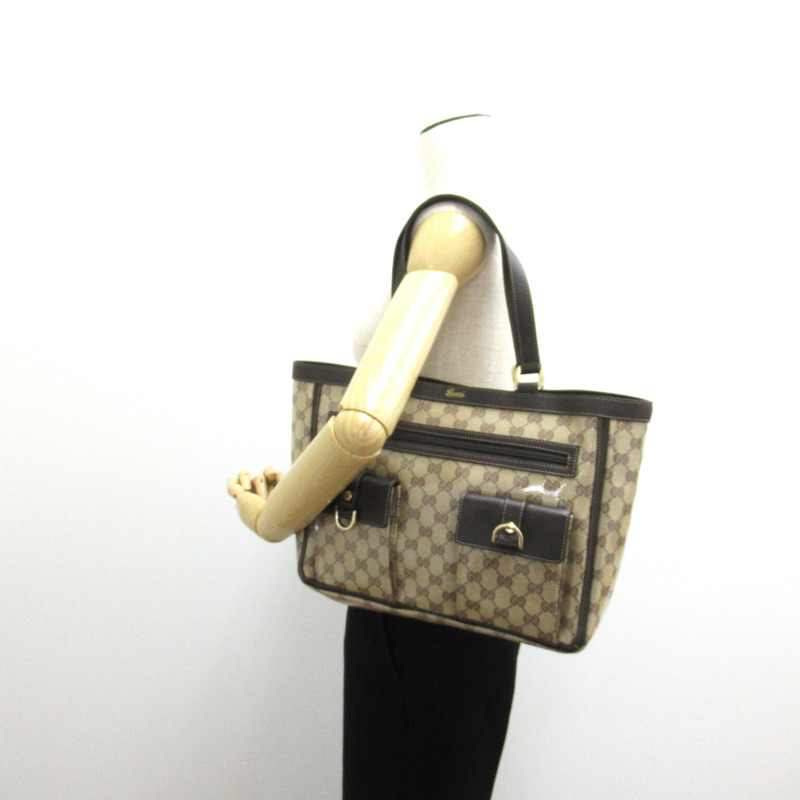 【日本直送】GUCCI GG 水晶手提包 268639 PVC 塗層帆布棕色二手女用 GHW-4