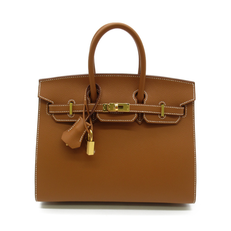 【日本直送】HERMES Birkin 25 手提包 B Taurillon Clemence 皮革 棕金 GHW 二手-0