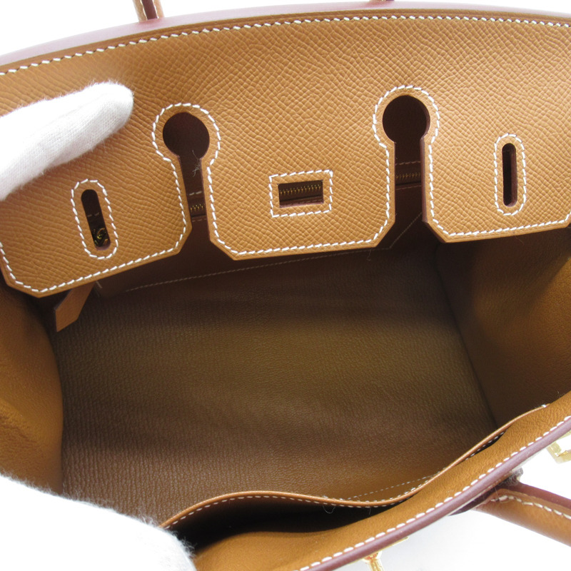 【日本直送】HERMES Birkin 25 手提包 B Taurillon Clemence 皮革 棕金 GHW 二手-4