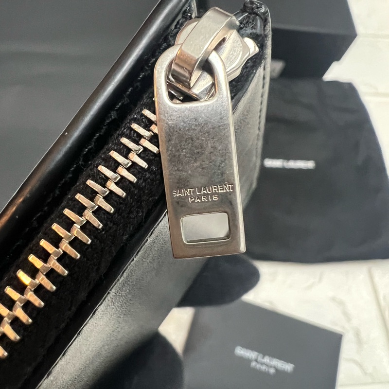 YSL Saint Laurent Logo皮夾短夾-4