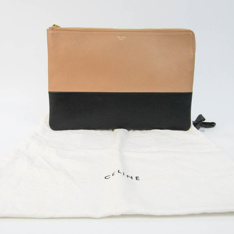 【日本直送】Celine 女士皮革手拿包米色，黑色-11