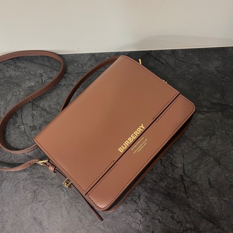 Burberry Grace 棕黑小牛皮方形包 台灣專櫃購入 95新全配