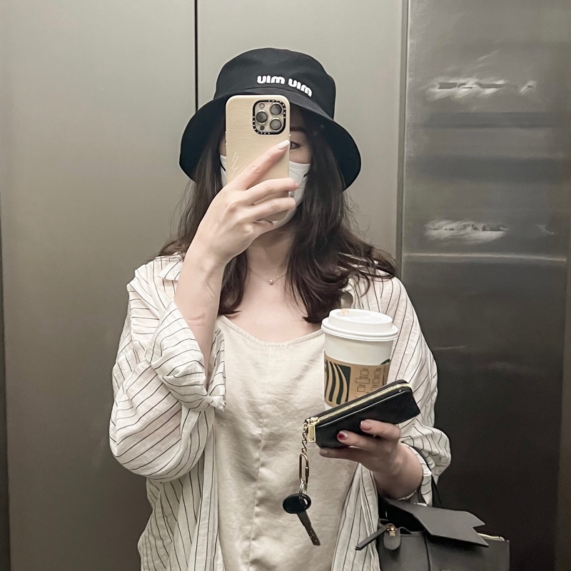 miu miu 字母刺繡斜紋棉布漁夫帽(黑色)-2