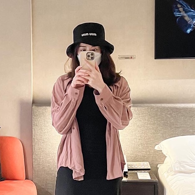 miu miu 字母刺繡斜紋棉布漁夫帽(黑色)-3