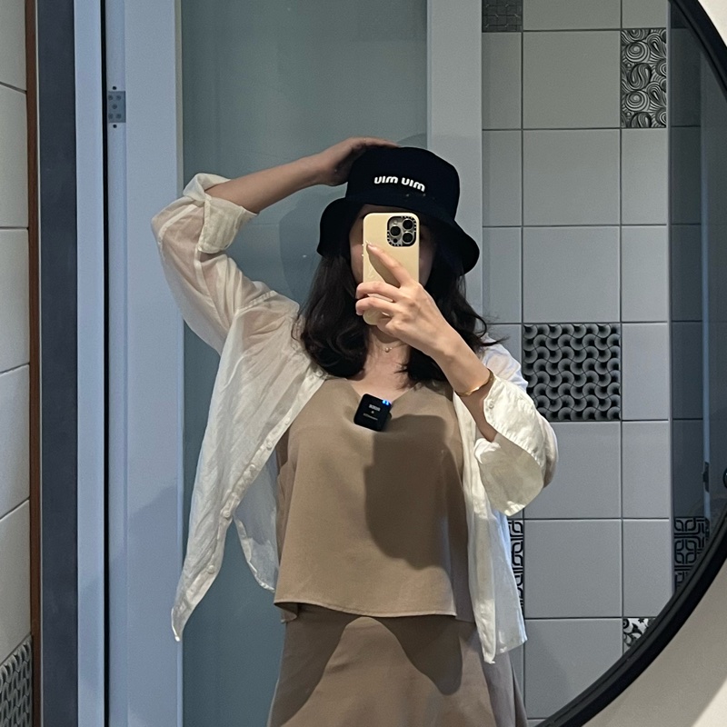 miu miu 字母刺繡斜紋棉布漁夫帽(黑色)-4