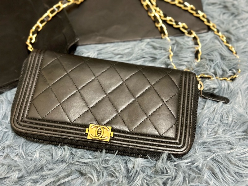 #Chanel✨95新極美品✨ boy 長夾 #斜背 #woc  香奈兒 黑色 牛皮長夾-5