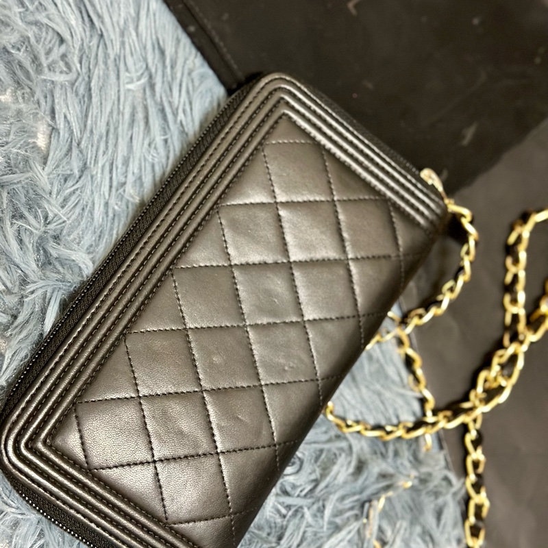#Chanel✨95新極美品✨ boy 長夾 #斜背 #woc  香奈兒 黑色 牛皮長夾-14