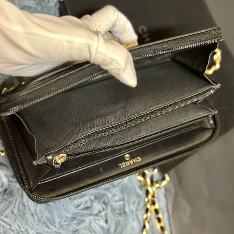 #Chanel✨95新極美品✨ boy 長夾 #斜背 #woc  香奈兒 黑色 牛皮長夾-16