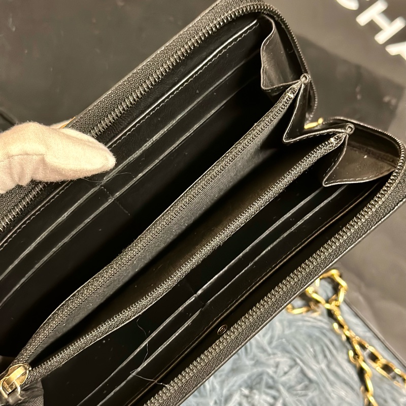 #Chanel✨95新極美品✨ boy 長夾 #斜背 #woc  香奈兒 黑色 牛皮長夾-18