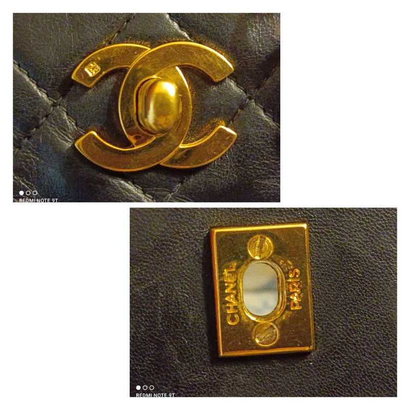 fuu 專屬賣場Chanel 雕花鏈小羊皮黑色相機包-24