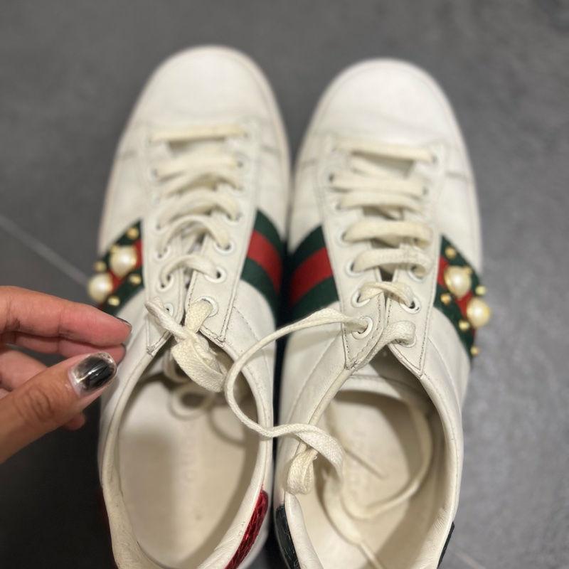 Gucci 經典珍珠小白鞋-0
