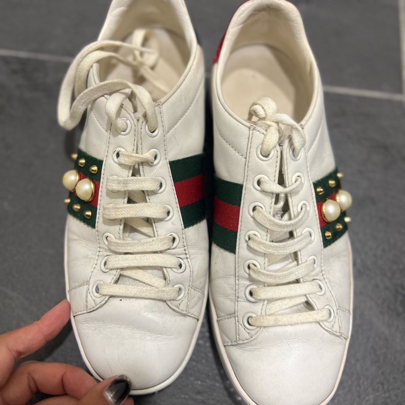 Gucci 經典珍珠小白鞋-1
