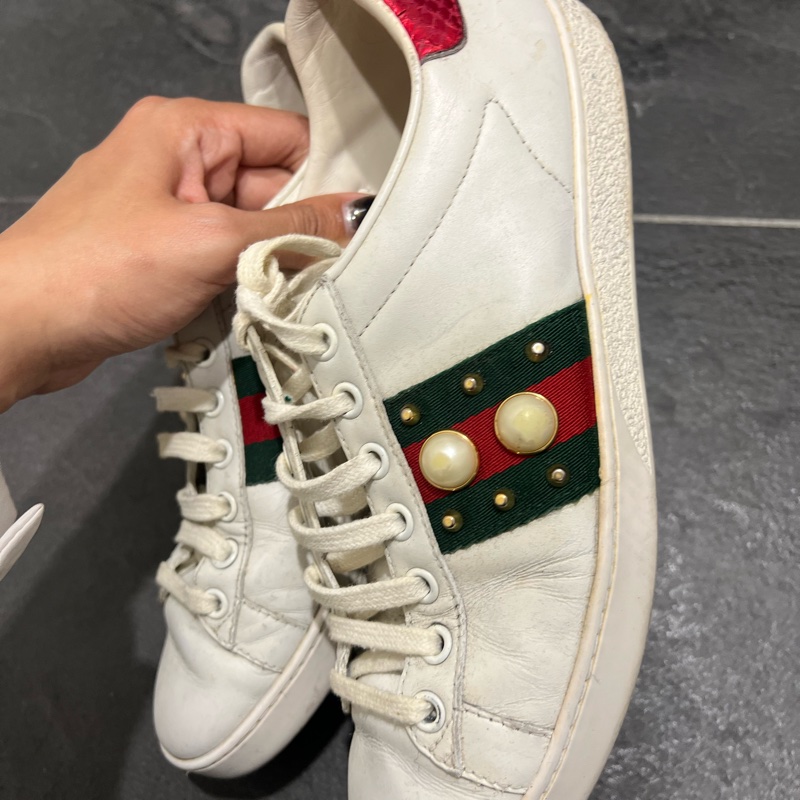 Gucci 經典珍珠小白鞋-2