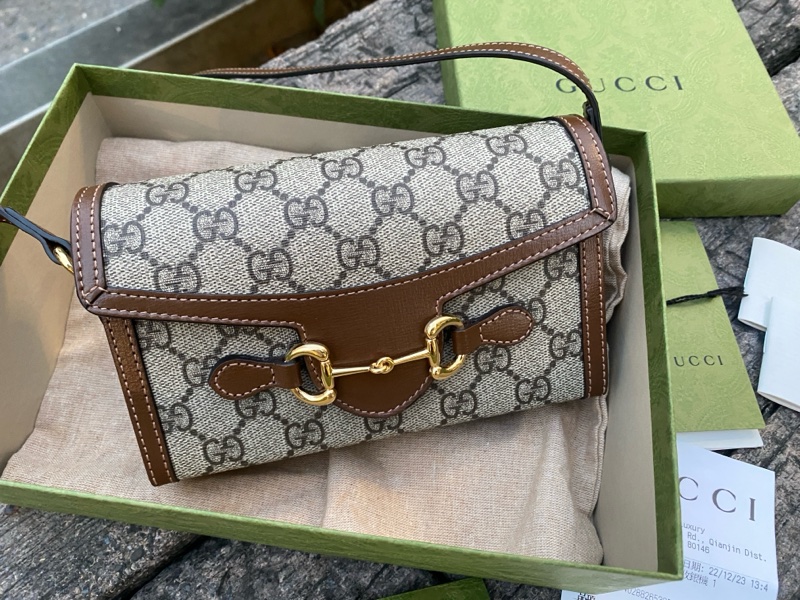 「已售出」二手GUCCI Horsebit 1955 mini bag焦糖色盒子包手機包699296-1
