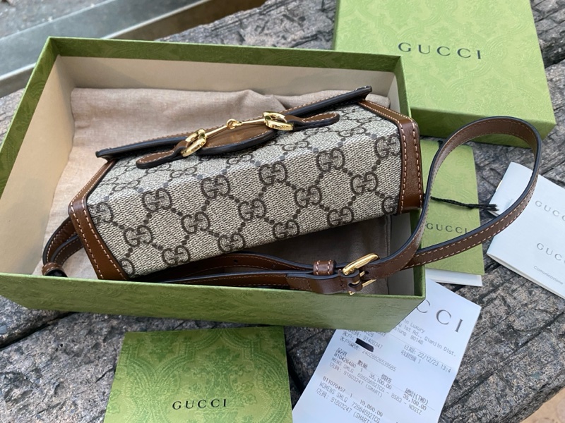 「已售出」二手GUCCI Horsebit 1955 mini bag焦糖色盒子包手機包699296-3