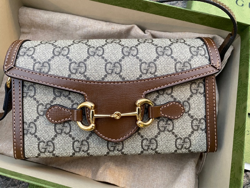 「已售出」二手GUCCI Horsebit 1955 mini bag焦糖色盒子包手機包699296-6