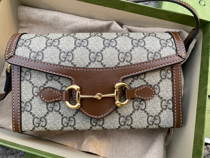 「已售出」二手GUCCI Horsebit 1955 mini bag焦糖色盒子包手機包699296-7