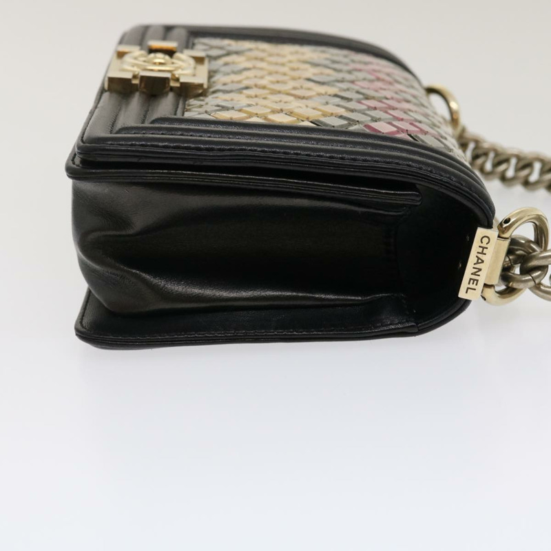 【日本直送】香奈兒 (CHANEL) 鏈 Boy Chanel 單肩包 Tile 黑色 多色 CC Auth 29551A-3