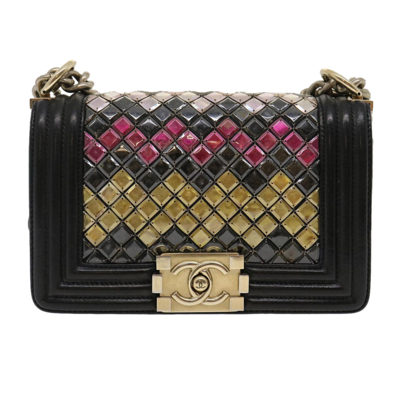 【日本直送】香奈兒 (CHANEL) 鏈 Boy Chanel 單肩包 Tile 黑色 多色 CC Auth 29551A-12