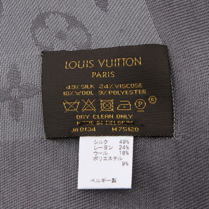 【日本直送】 LOUIS VUITTON LOUIS VUITTON 老花Shine 圍巾 絲 羊毛 灰色 銀色-1