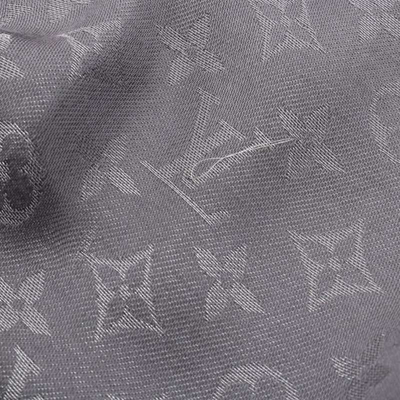 【日本直送】 LOUIS VUITTON LOUIS VUITTON 老花Shine 圍巾 絲 羊毛 灰色 銀色-2