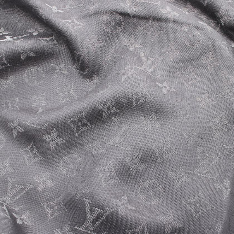 【日本直送】 LOUIS VUITTON LOUIS VUITTON 老花Shine 圍巾 絲 羊毛 灰色 銀色-4