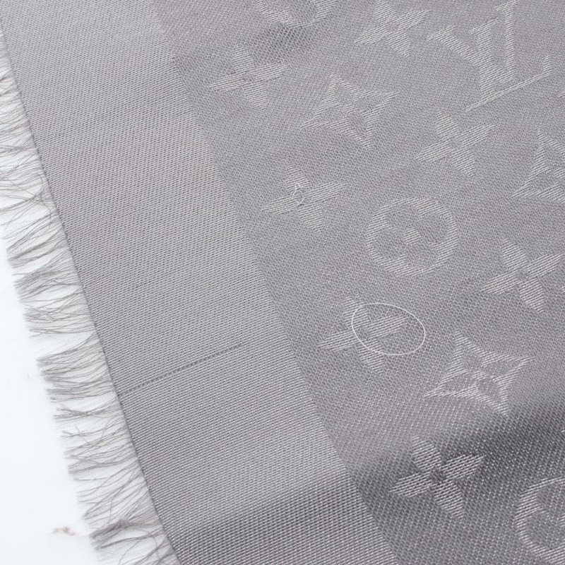 【日本直送】 LOUIS VUITTON LOUIS VUITTON 老花Shine 圍巾 絲 羊毛 灰色 銀色-5