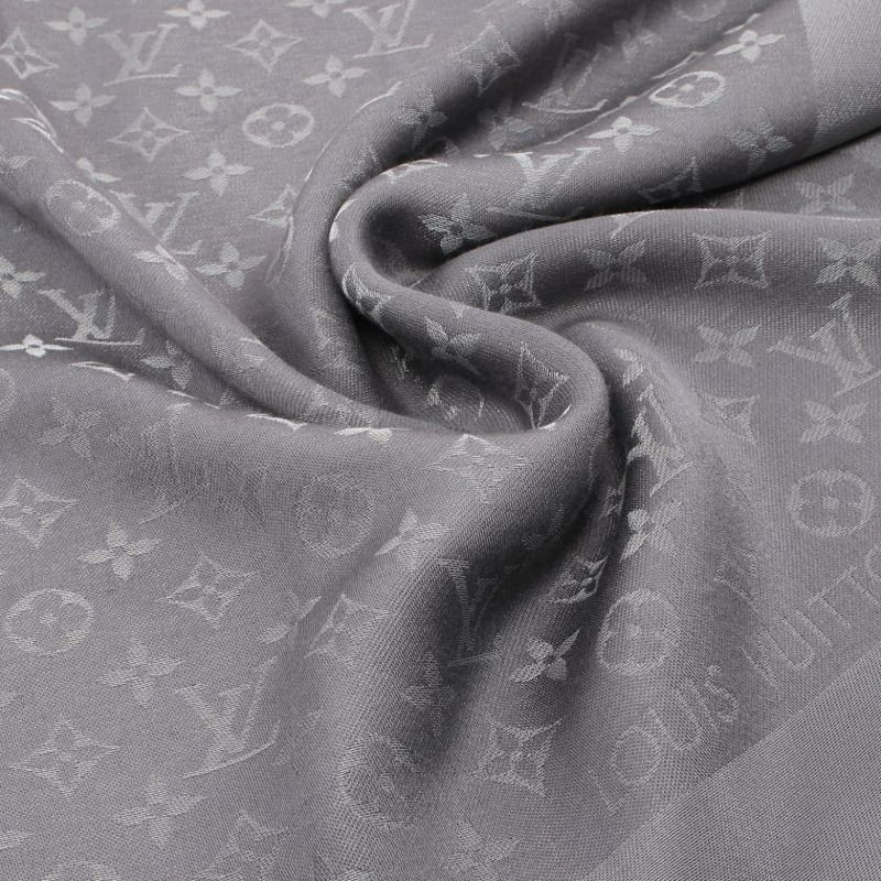【日本直送】 LOUIS VUITTON LOUIS VUITTON 老花Shine 圍巾 絲 羊毛 灰色 銀色-7