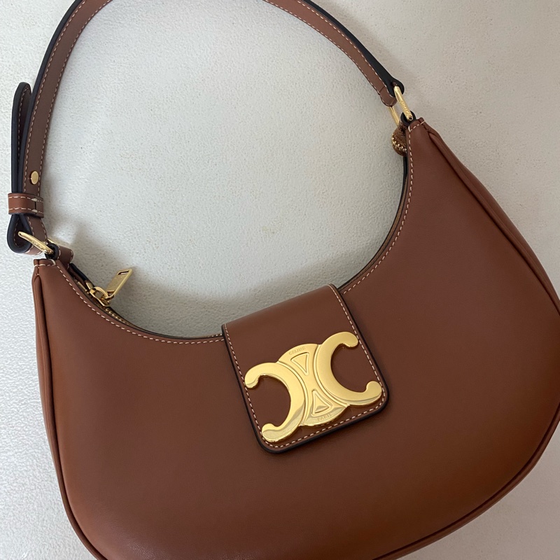 Celine 平滑牛皮革中型AVA TRIOMPHE手袋 黃褐色-5