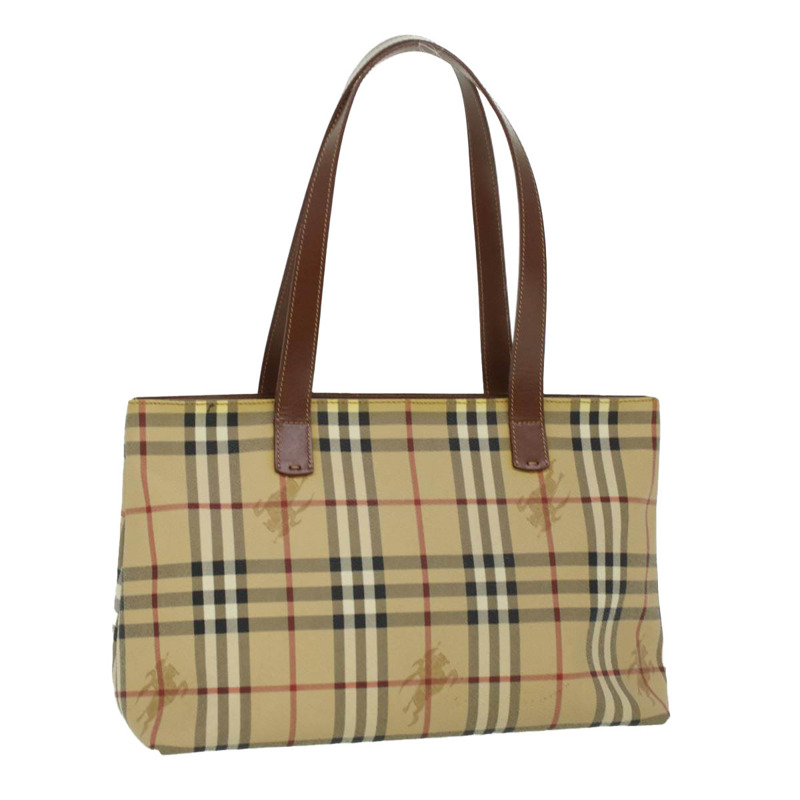 【日本直送】BURBERRY Nova 格紋手提包 PVC 皮革米色 T-02-1 正品 yk5916-0