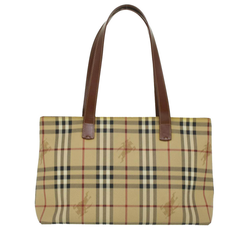 【日本直送】BURBERRY Nova 格紋手提包 PVC 皮革米色 T-02-1 正品 yk5916-1