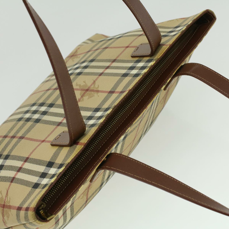 【日本直送】BURBERRY Nova 格紋手提包 PVC 皮革米色 T-02-1 正品 yk5916-5