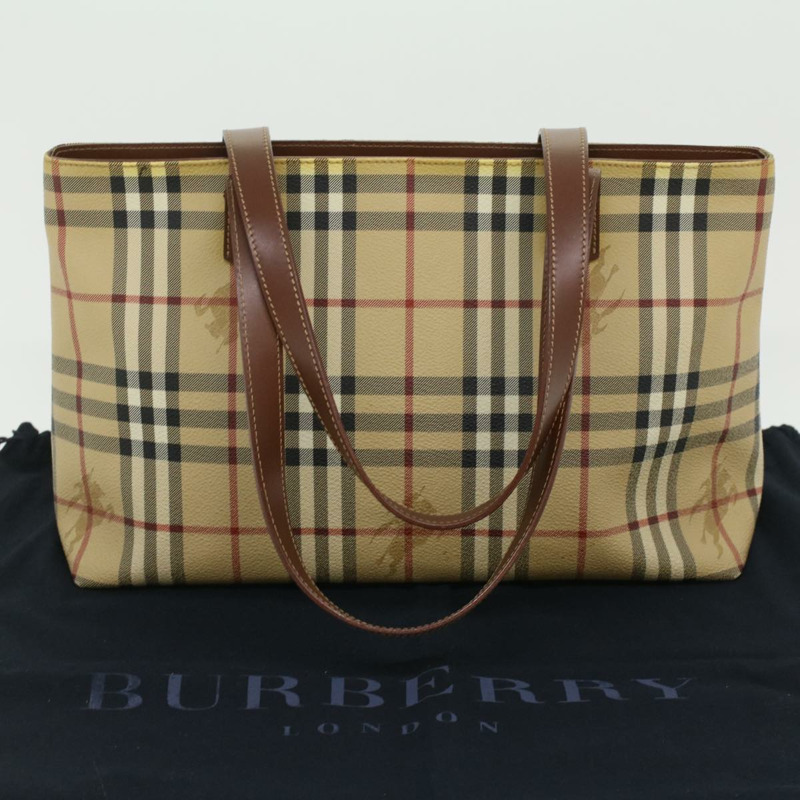 【日本直送】BURBERRY Nova 格紋手提包 PVC 皮革米色 T-02-1 正品 yk5916-11