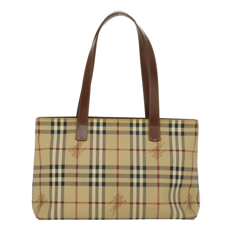 【日本直送】BURBERRY Nova 格紋手提包 PVC 皮革米色 T-02-1 正品 yk5916-12