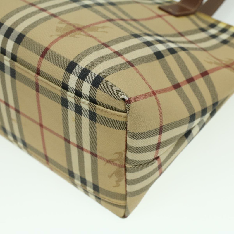【日本直送】BURBERRY Nova 格紋手提包 PVC 皮革米色 T-02-1 正品 yk5916-15