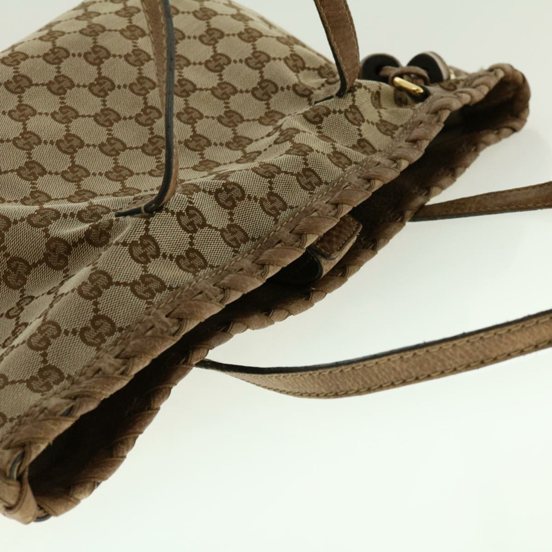 【日本直送】GUCCI GG 帆布流蘇竹節手提包米色棕色 218780 正品 tb616-4