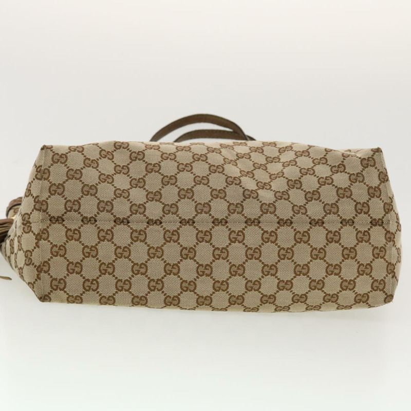 【日本直送】GUCCI GG 帆布流蘇竹節手提包米色棕色 218780 正品 tb616-8