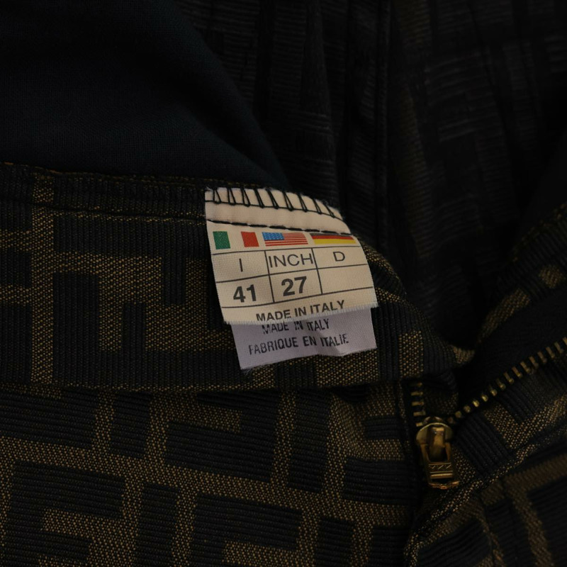 【日本直送】FENDI Zucca帆布褲，滌棉混紡，XL碼，棕色/黑色，正品 am4242-4