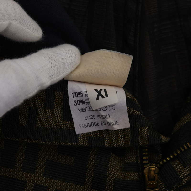 【日本直送】FENDI Zucca帆布褲，滌棉混紡，XL碼，棕色/黑色，正品 am4242-5