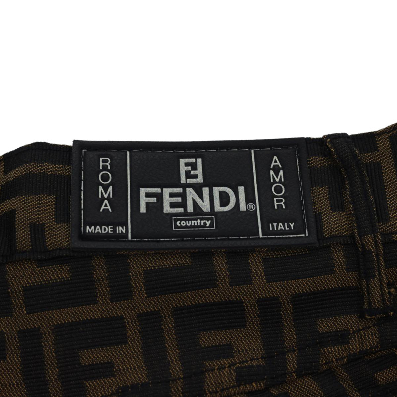 【日本直送】FENDI Zucca帆布褲，滌棉混紡，XL碼，棕色/黑色，正品 am4242-6