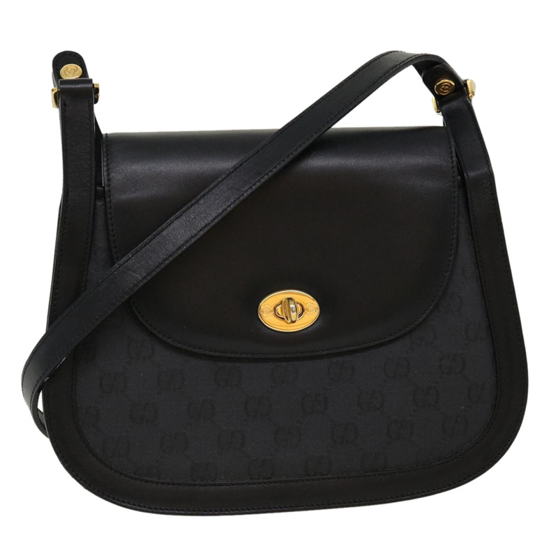【日本直送】GUCCI GG 帆布轉鎖單肩包塗層帆布黑色正品 yk6991B-0