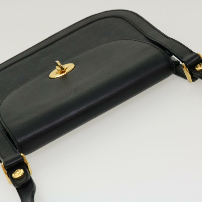 【日本直送】GUCCI GG 帆布轉鎖單肩包塗層帆布黑色正品 yk6991B-5
