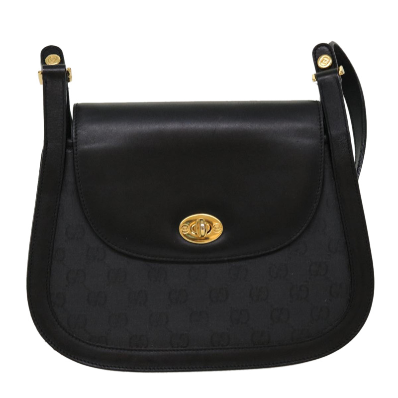 【日本直送】GUCCI GG 帆布轉鎖單肩包塗層帆布黑色正品 yk6991B-12