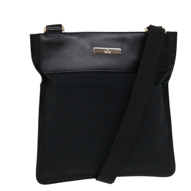 【日本直送】GUCCI GG 帆布扁平單肩包 黑色 0348 正品 ki2992-0